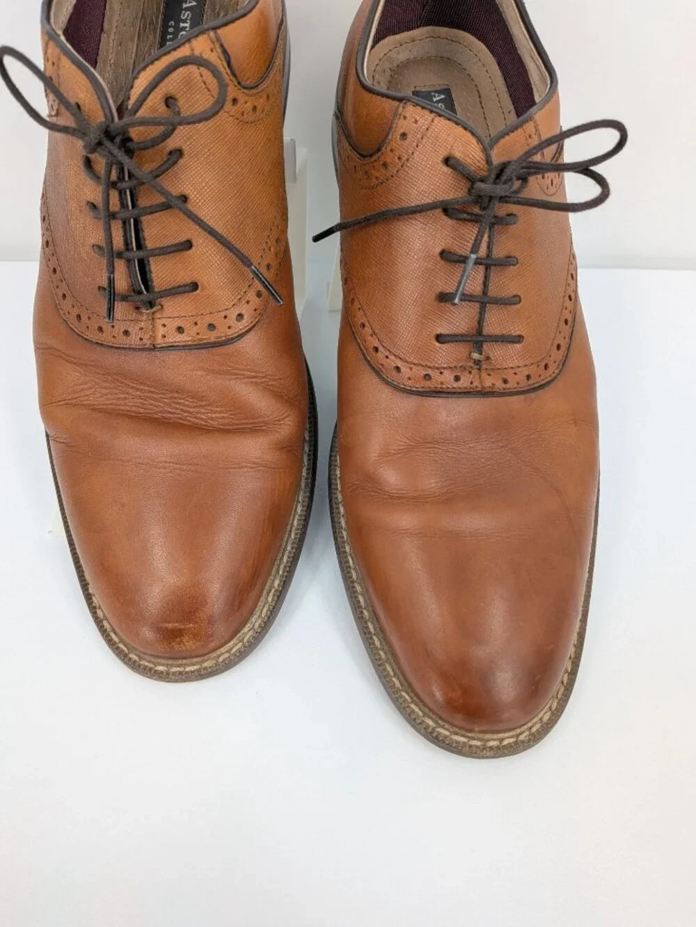 Aston Grey Leather Oxford Dress Shoes Ybilia Brown Business Casual Formal Sz 9.5
